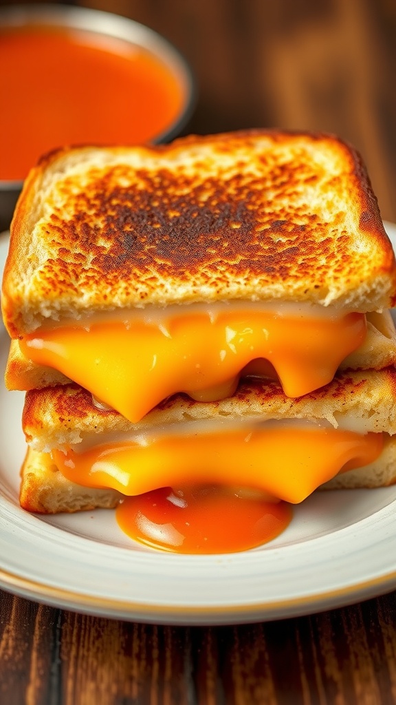 A delicious grilled cheese sandwich with melty cheese and golden-brown toast.