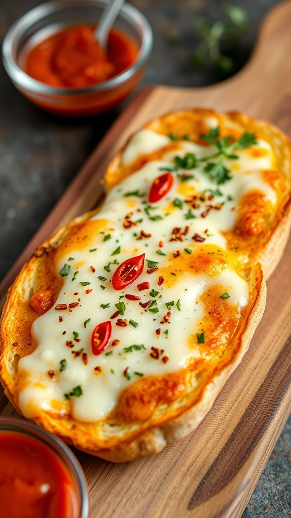 Delicious cheese toast topped with herbs