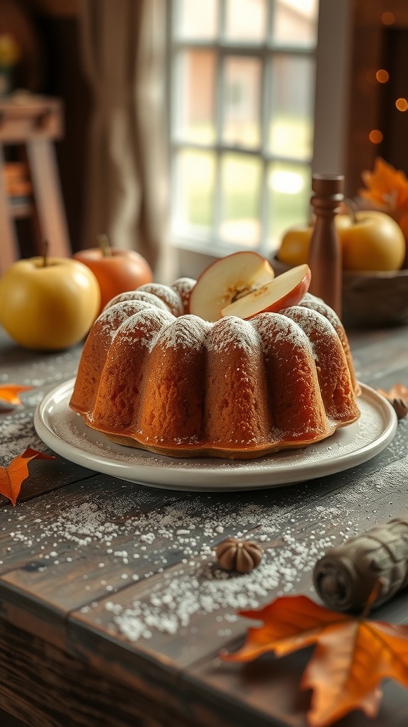 Mini Apple Cider Bundt Cake served on a plate