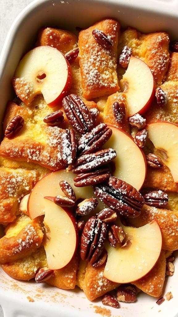 Mini French Toast Casserole with apples and pecans