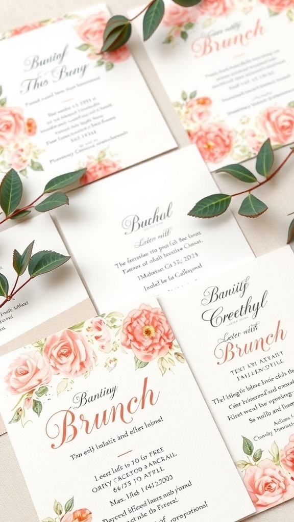 Beautifully designed brunch invitations with floral patterns
