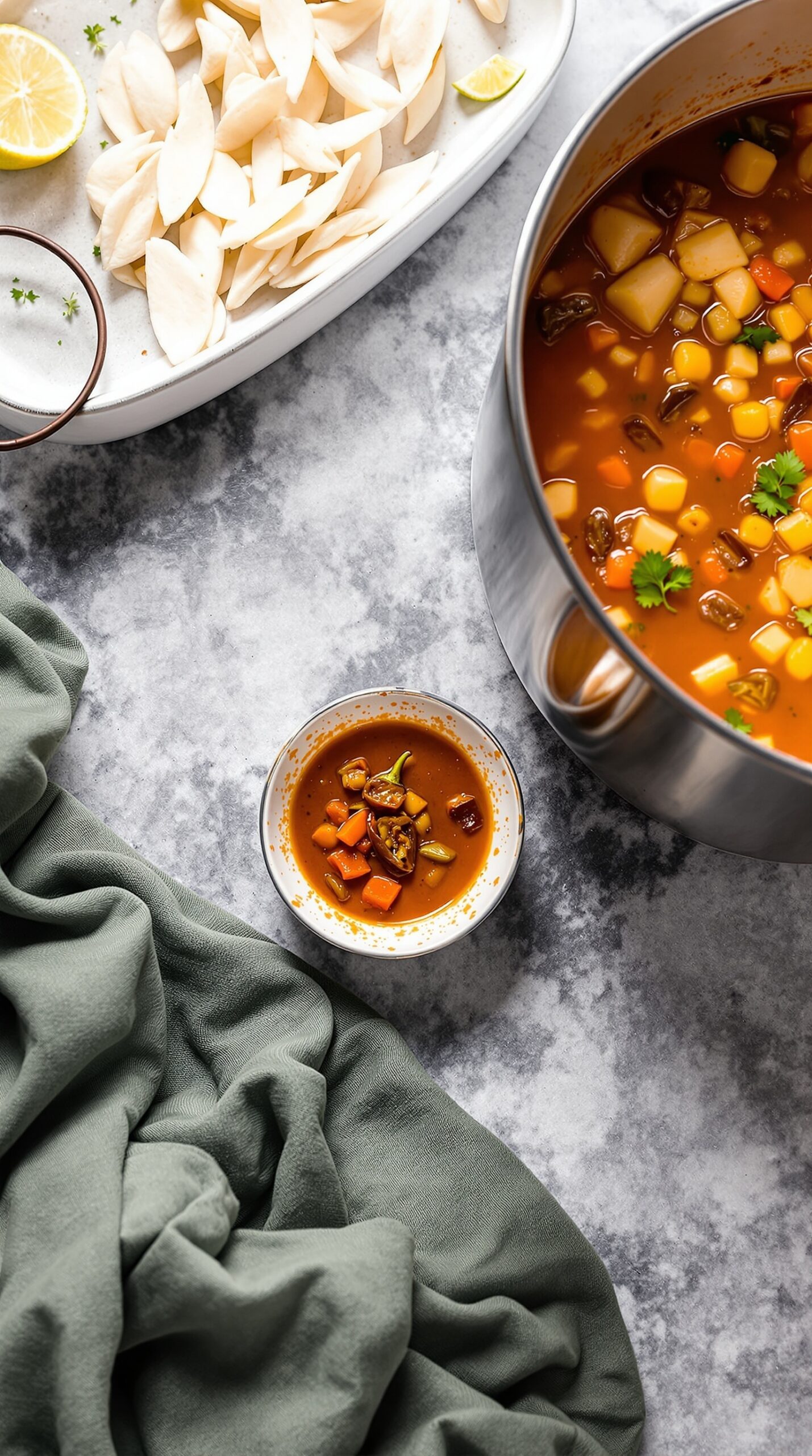 A bowl of chicken tortilla soup with vibrant ingredients and garnishes.