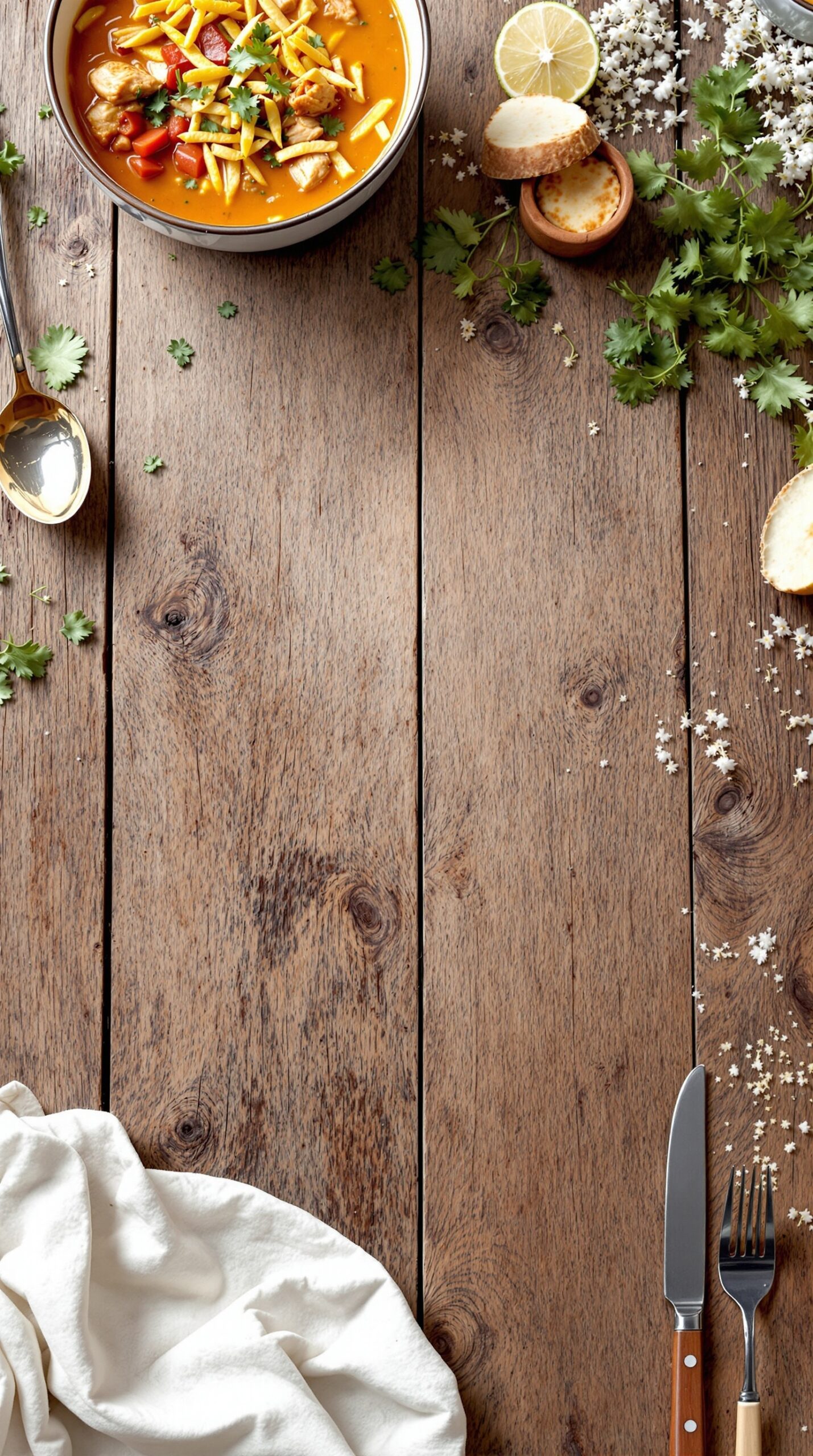 A rustic bowl of chicken tortilla soup garnished with cheese and cilantro on a wooden table.