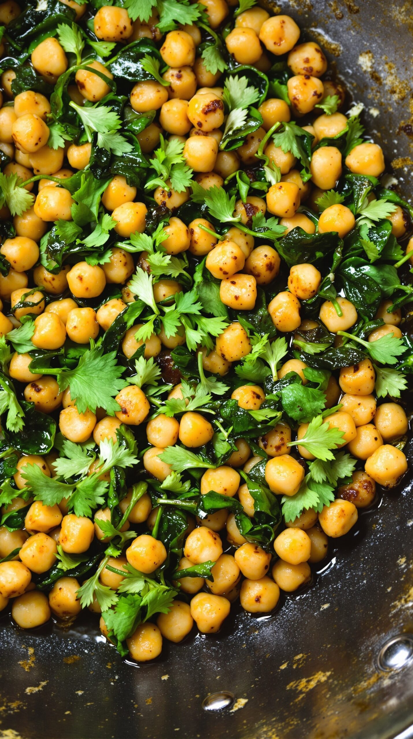 Chickpea and Spinach Stir-Fry with fresh herbs